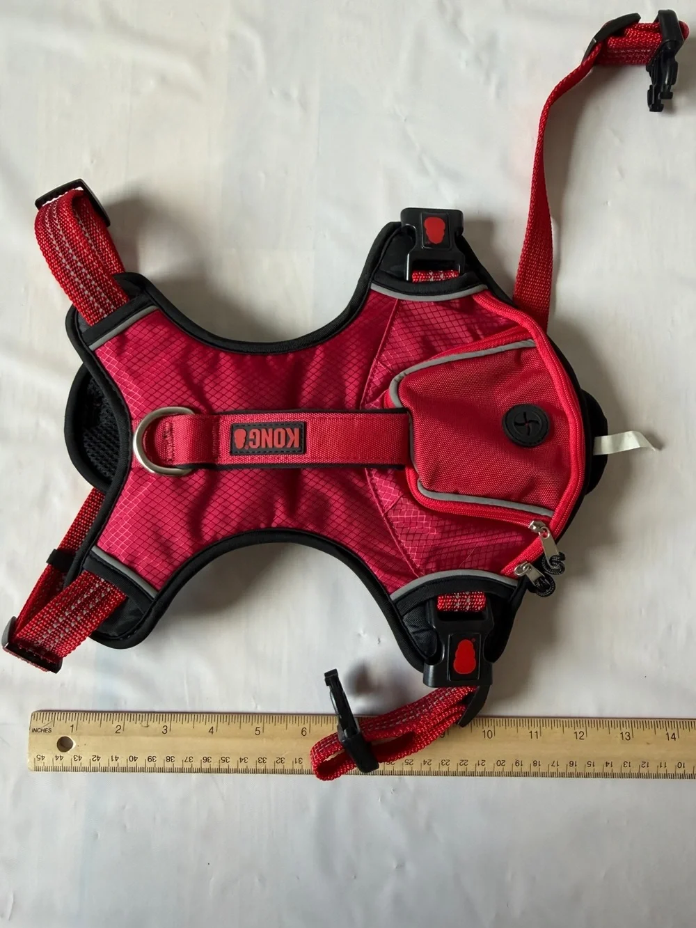 Kong Red Reflective Pocket Dog Harness Vest Padded Mesh Size L adjustable nWOT